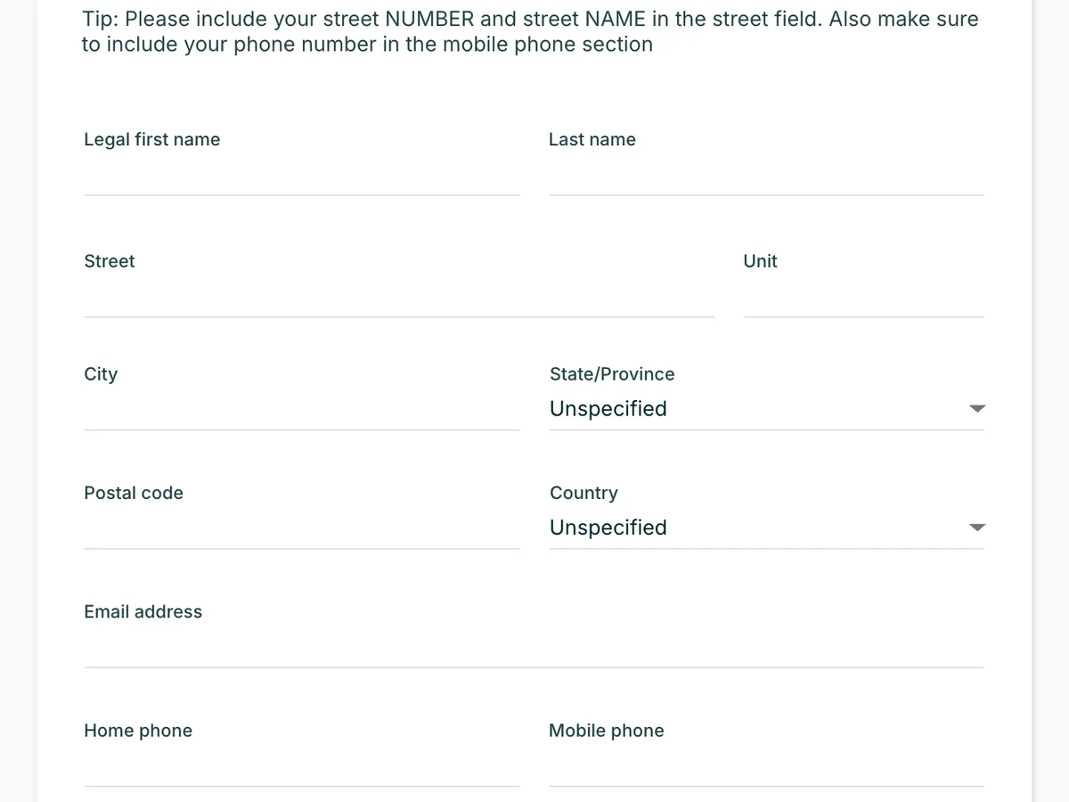 Zappy Health intake form showing the mobile phone number field